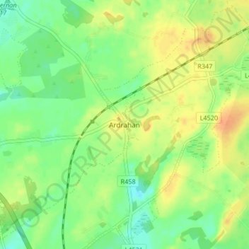 Carte topographique Ardrahan, altitude, relief