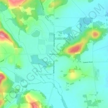 Carte topographique Bellfountain, altitude, relief
