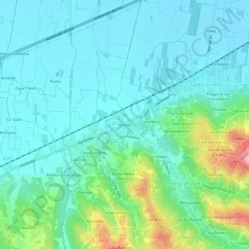 Carte topographique Verzate, altitude, relief