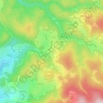 Carte topographique Lorien, altitude, relief
