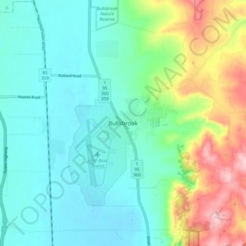 Carte topographique Bullsbrook, altitude, relief