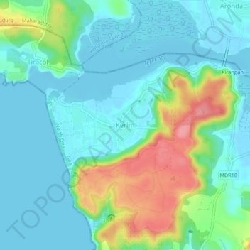 Carte topographique Querim, altitude, relief