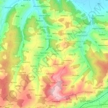 Carte topographique Herder, altitude, relief