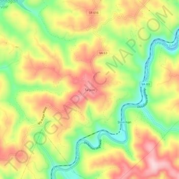 Carte topographique Tarpon, altitude, relief