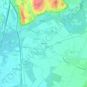 Carte topographique Blanchon, altitude, relief