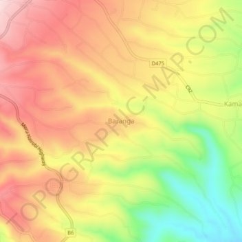 Carte topographique Baranga, altitude, relief