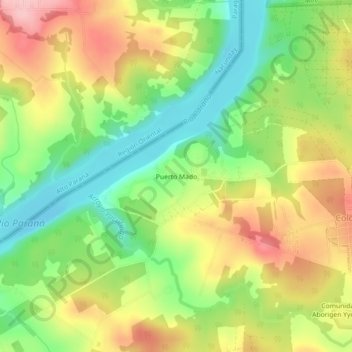 Carte topographique Puerto Mado, altitude, relief