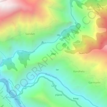 Carte topographique Rajat, altitude, relief
