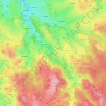 Carte topographique Parleix, altitude, relief