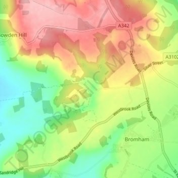 Carte topographique Chittoe, altitude, relief