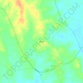 Carte topographique Velez, altitude, relief