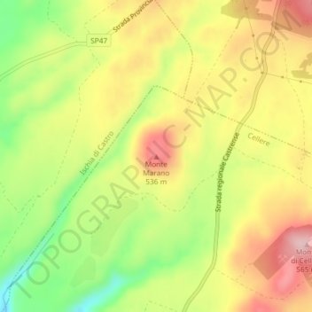 Carte topographique Monte Marano, altitude, relief