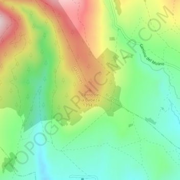 Carte topographique Cerro de la Cabeza, altitude, relief
