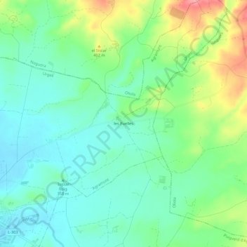 Carte topographique les Puelles, altitude, relief