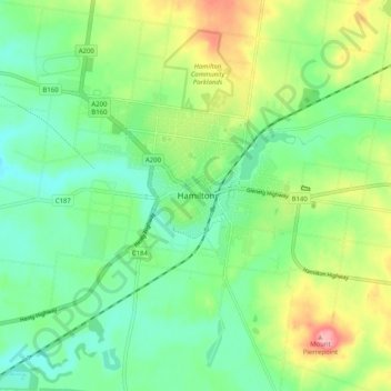 Carte topographique Hamilton, altitude, relief