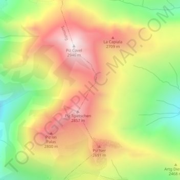 Carte topographique Fuorcla da Ramosa, altitude, relief