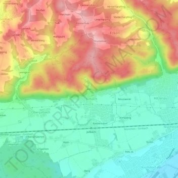 Carte topographique Höll, altitude, relief