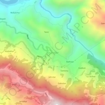 Carte topographique Basantpur, altitude, relief