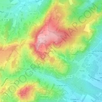 Carte topographique Russilly, altitude, relief
