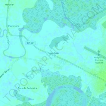 Carte topographique Canta Galo, altitude, relief