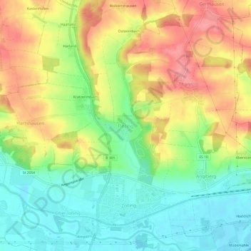Carte topographique Flitzing, altitude, relief