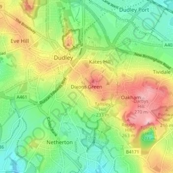 Carte topographique Dixons Green, altitude, relief