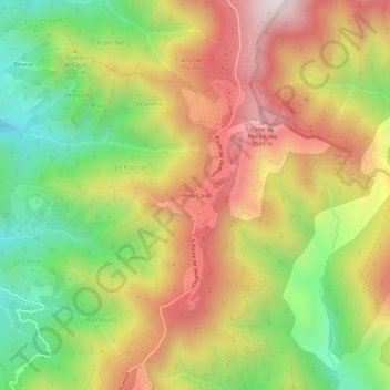 Carte topographique Peïra-Cava, altitude, relief