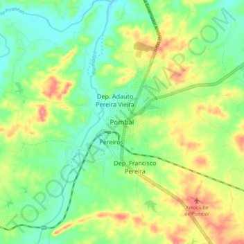 Carte topographique Pombal, altitude, relief
