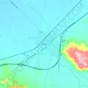 Carte topographique Euroa, altitude, relief