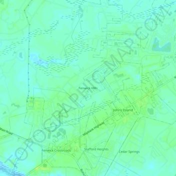 Carte topographique Fenwick Hills, altitude, relief
