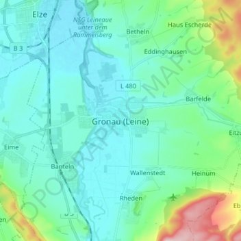 Carte topographique Gronau (Leine), altitude, relief