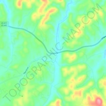 Carte topographique Cusick, altitude, relief