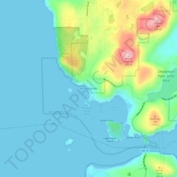 Carte topographique Rosario Beach, altitude, relief
