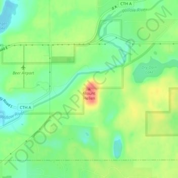 Carte topographique Mount Hellen, altitude, relief