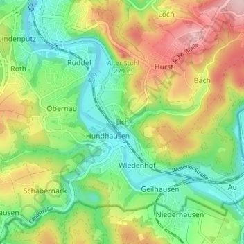 Carte topographique Eich, altitude, relief