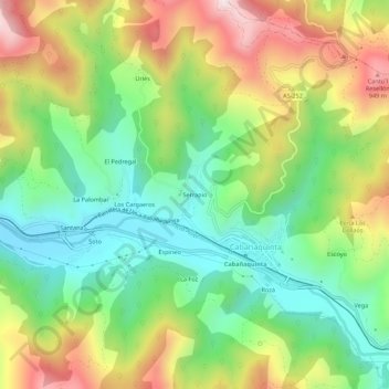 Carte topographique Serrapio, altitude, relief