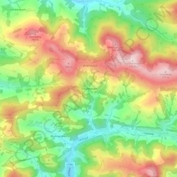 Carte topographique Oberdambach, altitude, relief