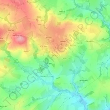 Carte topographique Le Rest, altitude, relief