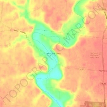 Carte topographique White Oak Valley, altitude, relief