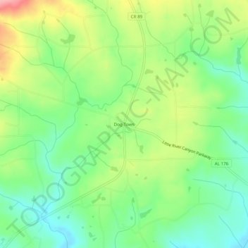 Carte topographique Dog Town, altitude, relief
