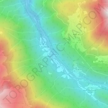 Carte topographique Era Bordeta, altitude, relief