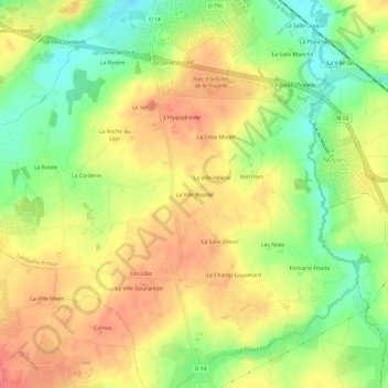 Carte topographique La Ville Ropitel, altitude, relief