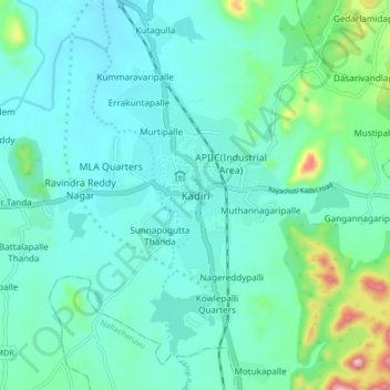 Carte topographique Kadiri, altitude, relief