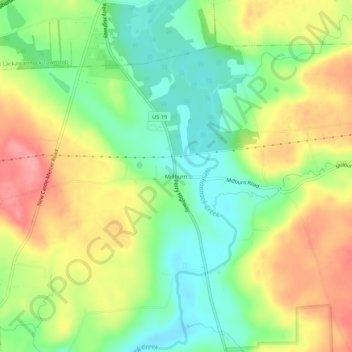 Carte topographique Millburn, altitude, relief