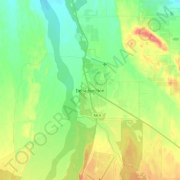 Carte topographique Delta Junction, altitude, relief