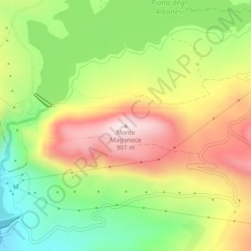Carte topographique Monte Maganoce, altitude, relief
