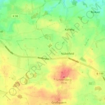 Carte topographique Nübel, altitude, relief