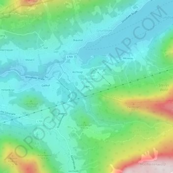Carte topographique Zlaim, altitude, relief