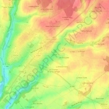 Carte topographique Gachet, altitude, relief