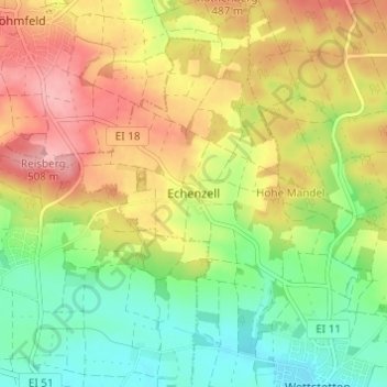 Carte topographique Echenzell, altitude, relief